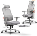 Newtral Office Chair Ergonomic with Footrest, Auto-Following Lumbar Support, High Back Desk Chair with 4D Armrest,136° Tilt Lock, Adjustable Seat Depth & Height (Supreme, Grey)