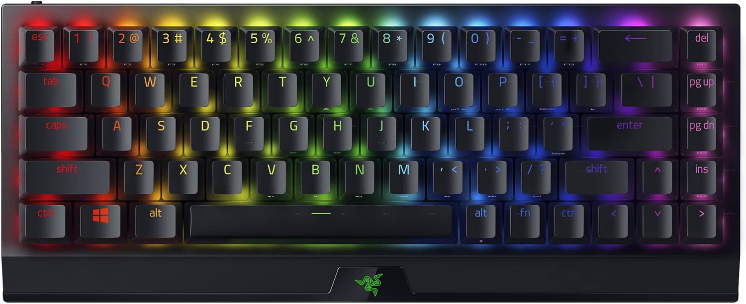 Razer BlackWidow V3 Mini HyperSpeed 65% Wireless Mechanical Gaming Keyboard: Green Mechanical Switches Tactile & Clicky - Doubleshot ABS Keycaps - Chroma RGB - Up to 200 Hr Battery - Snap Tap