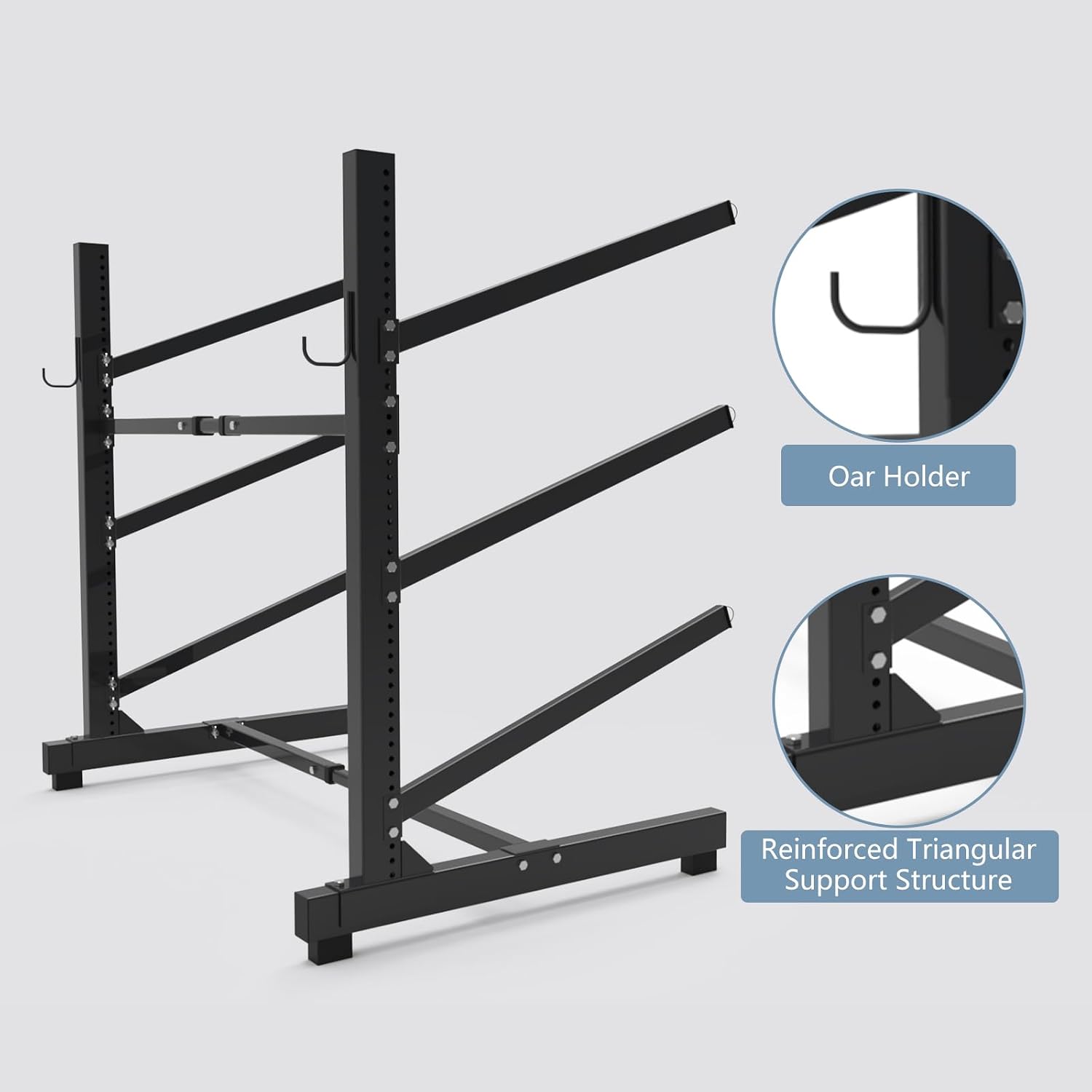 Baotree Freestanding Kayak Stand,One-Sided Kayak and Canoe Rack,Heavy Duty Adjustable Kayak Storage Rack,Sup Outdoor Storage Rack,Weatherproof Stand for Indoor, Garage, Shed, Dock Kayak Storage