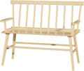 Dining Bench for Kitchen & Dining Room – Bamboo Wood Bench with Spindle Back & Armrests, Farmhouse Entryway Bench, Indoor Bedroom Bench, Versatile Entry Bench & Outdoor Bench Seating（Natural with Arm）