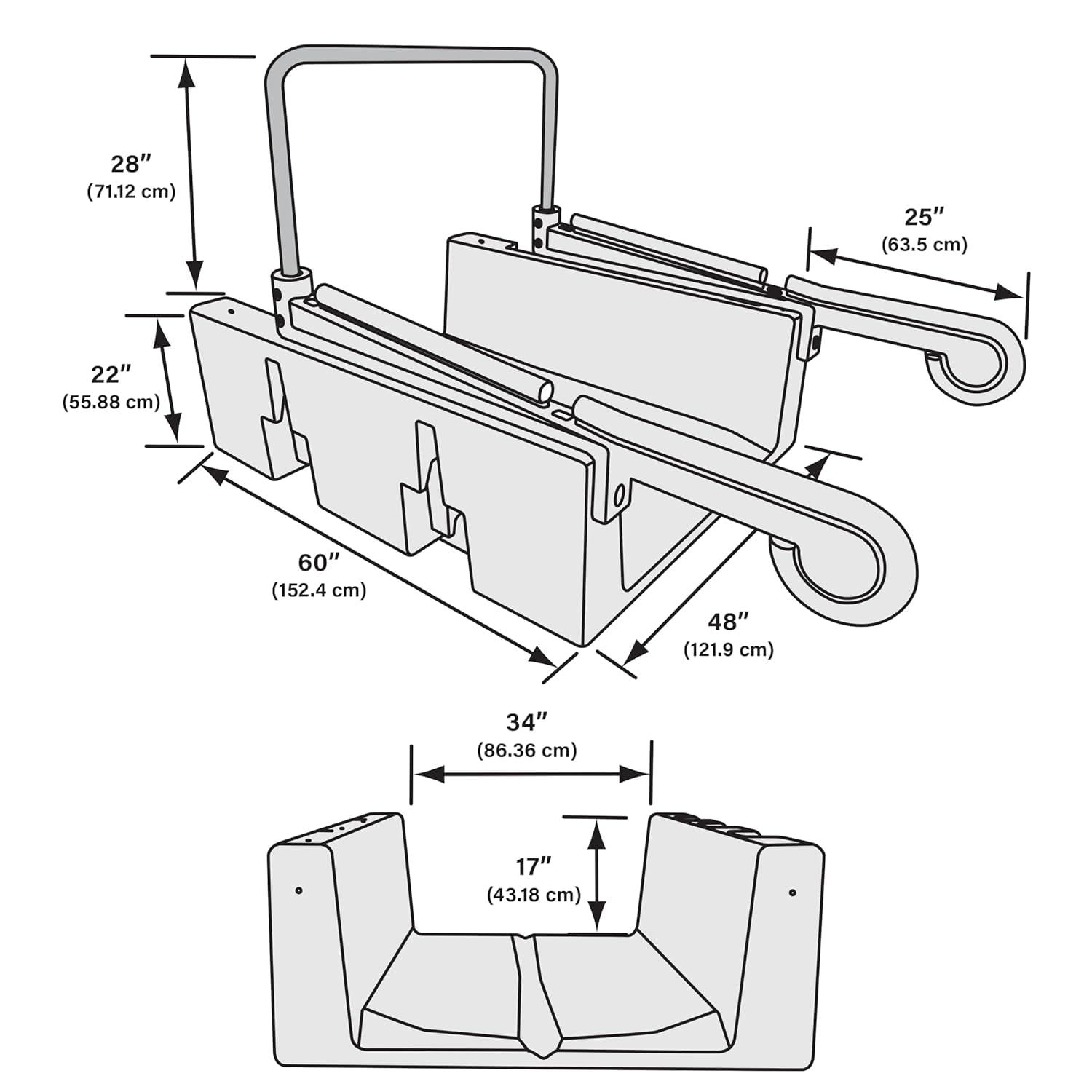 Personal Kayak Launch Station to Safely Launch Kayaks, Canoes, and Stand Up Paddle Boards, for Fixed Docks, 85-Inch x 48-Inch x 50-Inch, Gray