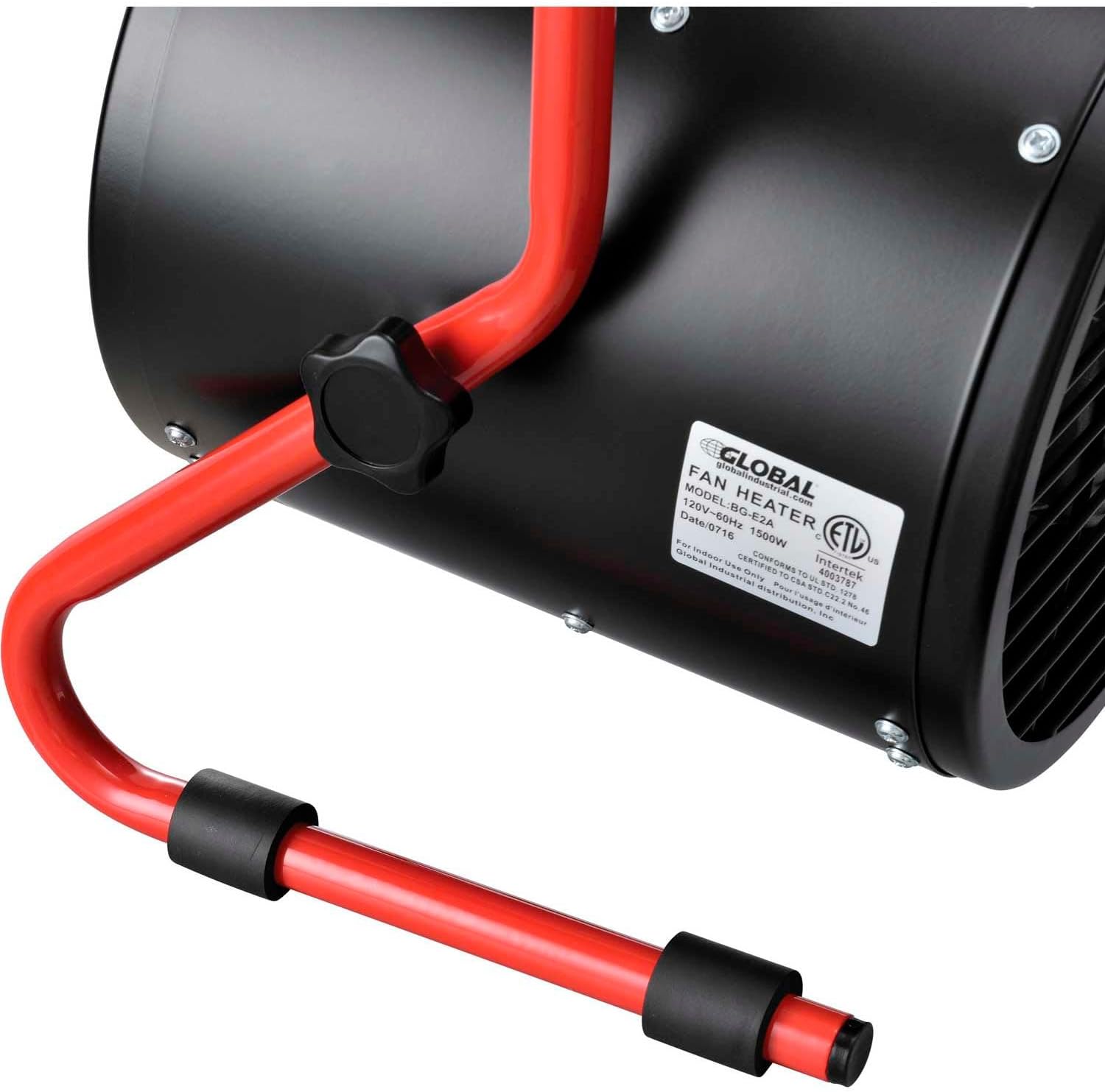 Global Industrial Portable Electric Space Heater With Built-in Thermostat and Ergonomic Handle, 5120 BTUs, 1500 Watt, 120V, For Small Spaces, Garages & More
