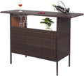VINGLI Outdoor Storage Cabinet with Wheels, Waterproof Woven Rattan with Double Magnetic Doors, Mobile Multi-Purpose Cabinet for Storage, Buffet Server, Bar Table, Potting Bench (Classic)