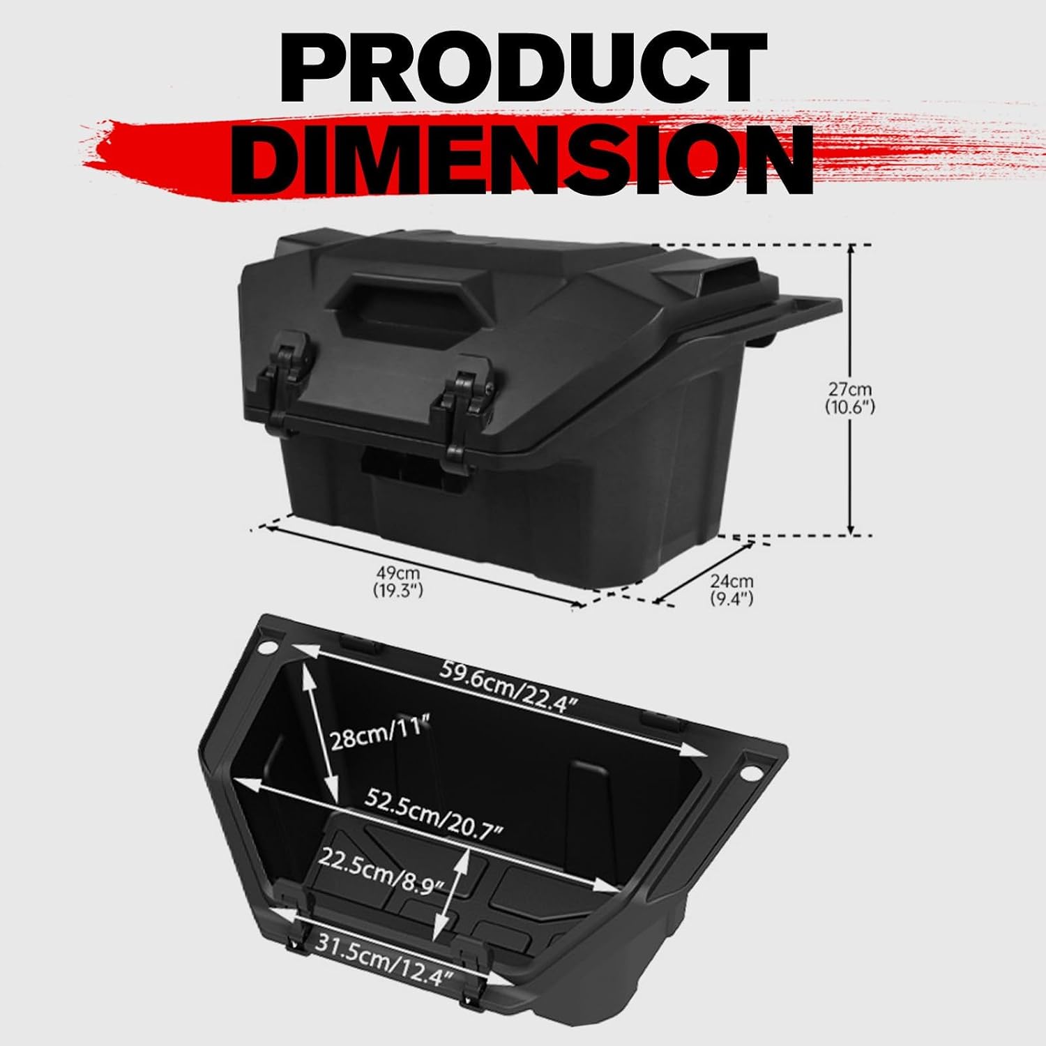 A & UTV PRO 42 QT Rear Cargo Box for 2020-2026 Polaris RZR PRO XP/RZR PRO XP 4/2022-2024 RZR Turbo R Accessories, Water Resistant Storage Bin, Replace OEM # 2883752, NOT FIT RZR XP 1000 Model