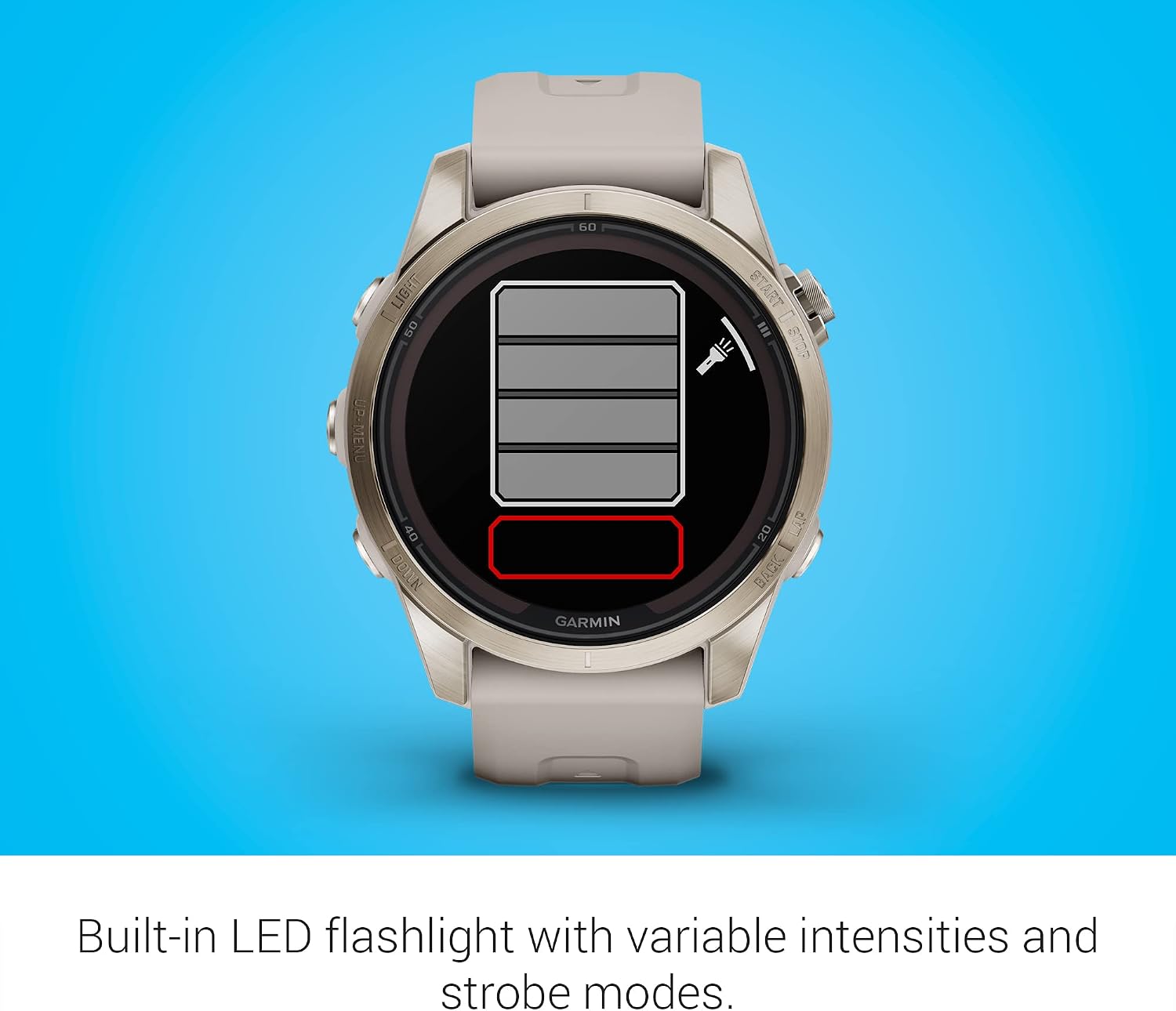Garmin fēnix 7S Pro Sapphire Solar, Multisport GPS Smartwatch, Built-in Flashlight, Solar Charging Capability, Sand