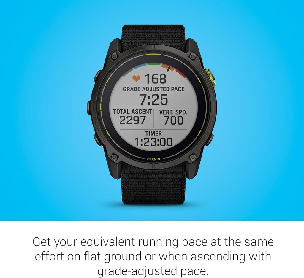 Garmin Enduro 3 Solar Ultraperformance GPS Smartwatch Bundle - 320 Hours Battery Life, Built-in LED Flashlight with UltraFit Nylon Band and PlayBetter Wireless Running Earbuds