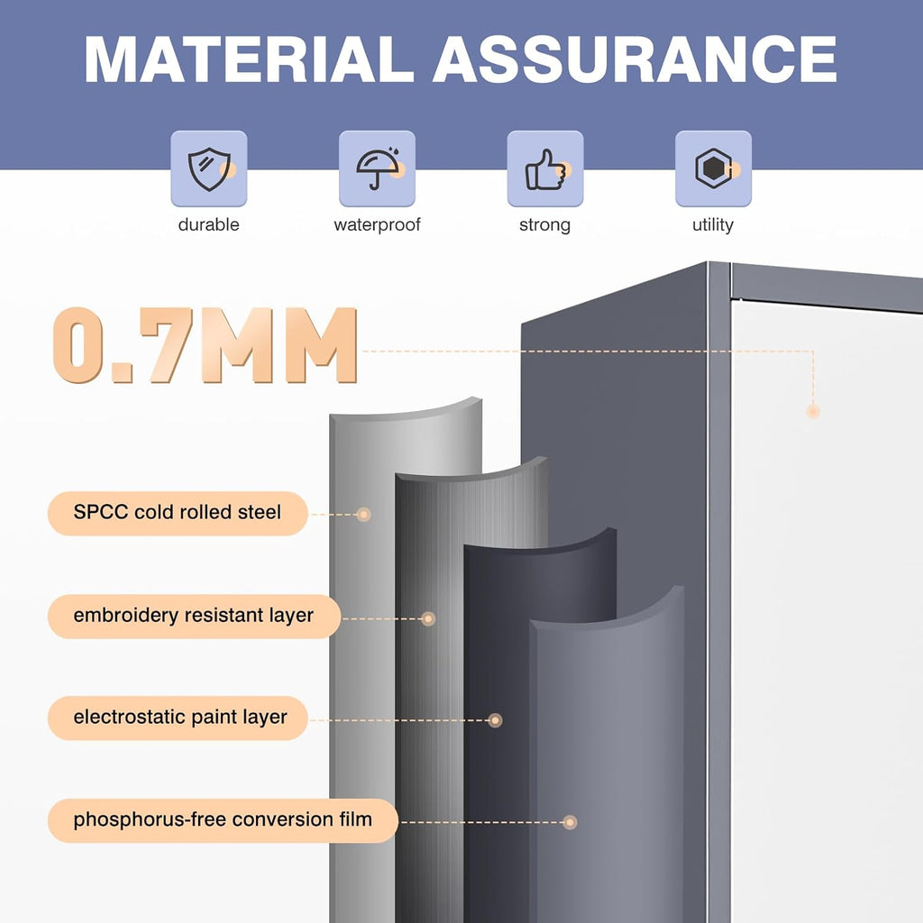 Metal Cabinet,Locking Storage Cabinet with 2 Doors and 5 Adjustbale Shelves,72' Tall Tool Steel Cabinets for Garage,Home Office,School,Gym(Grey & White)