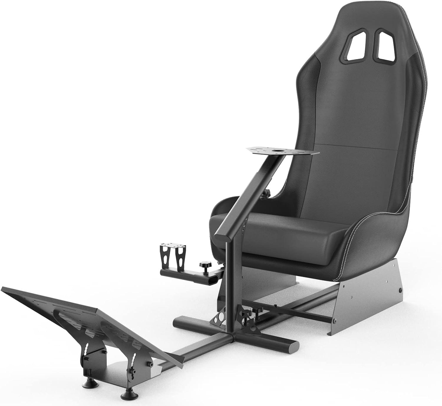 Sim Racing Cockpit with Seat | Compatible with G29 G920 G923 T248X T248 T300RS TX F458 T500RS| Easy to Install Racing Wheel Stand for PS5, Xbox, PC Gaming (Black/Grey)
