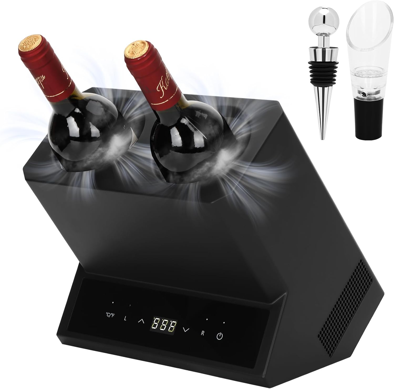 Electric Wine Chiller Double Bottle - Premium 24H Iceless Portable Cooler,Wine Chiller for 750ml Wine/Champagne,Multi-Scene Vino Accessory for Kitchen/Bar/RV - Perfect Gift for Wine Lovers