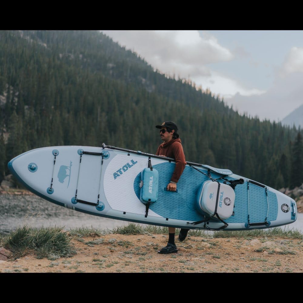 Atoll New 12ft Outrider Inflatable Stand Up Paddle Board | Extra Wide ISUP for Adults, Fishing, Touring & All Adventures | Stable 34' Paddle Board with Accessories, Dual Layer PVC, 400lb Capacity