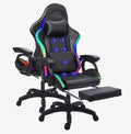 Video Gaming Chair with Speakers and RBG Lights,PC Chair with 7-Point Massage Lumbar Support and Footrest,Office Ergonomic Gaming Chair Adjustable Back and Armrest,Adult Gaming Chair.,Black