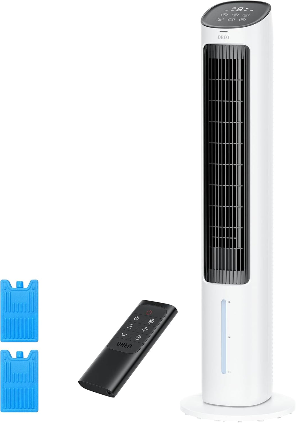 DREO Tower Fan for Bedroom, 40' Cooling Fans That Blow Cold Air, Evaporative Air Cooler with 80° Oscillating, Removable Water Tank, Remote Control, 3 Modes 4-Speed, Quiet Floor Fan, White and Black