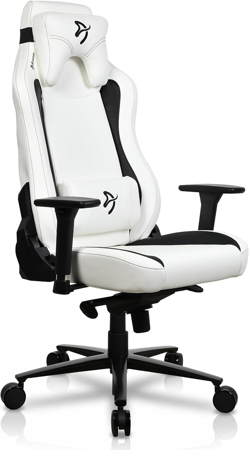 Arozzi Vernazza Gaming Chair - Soft PU Ergonomic Gaming Chairs for Adults Adjustable Height, Large Spacious Seat & Backrest with Support Pillows - Swedish Design Home Office Computer Chairs, White