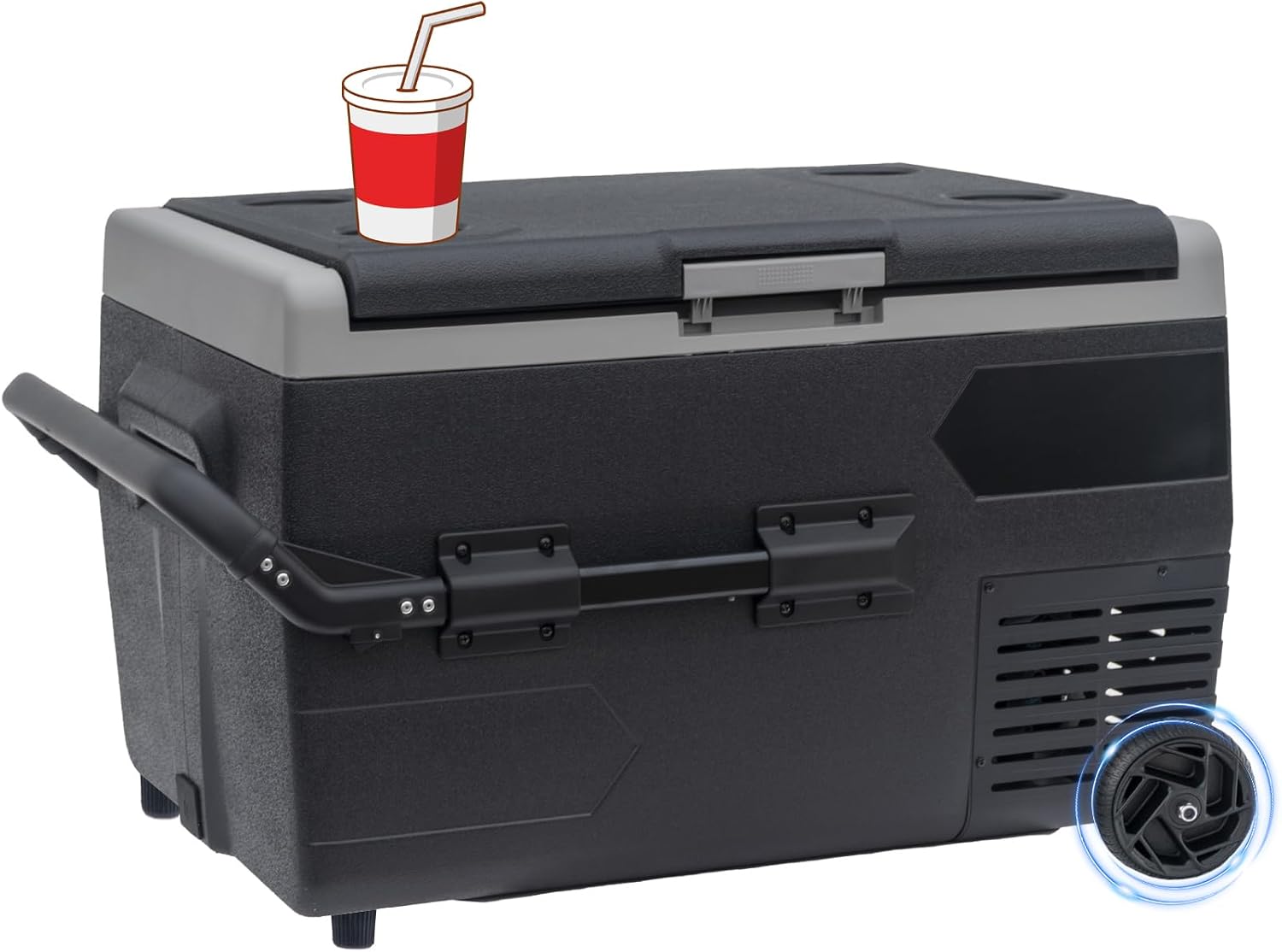 Smad Electric Cooler, 12 Volt Refrigerator, 53QT(50L) 12V Compressor Cooler -4?~50?, 12V Fridge 12/24V DC, Portable Freezer with Wheels for Camping, Travel, Truck, Home