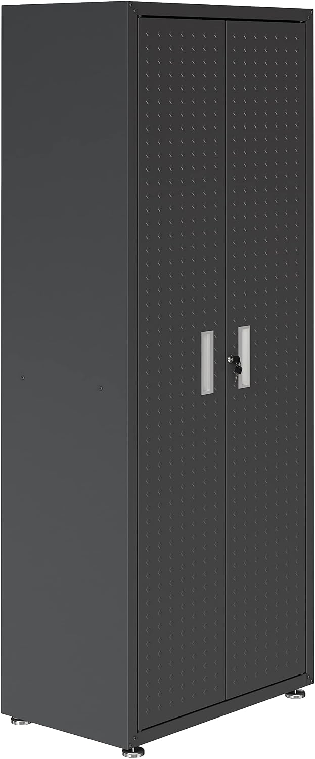 Manhattan Comfort Fortress Textured Metal 75.4' Garage Cabinet with 4 Adjustable Shelves in Charcoal Grey