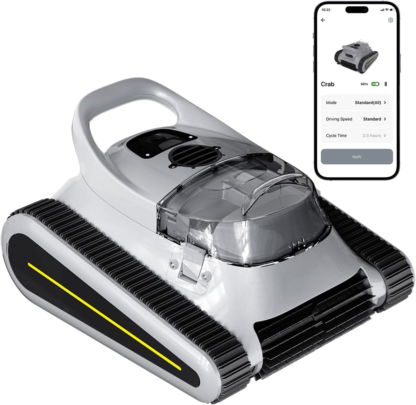 Cordless Robotic Pool Cleaner, Pool Vacuum 180W Brushless Motor, 45000Pa Suction, Wall & Waterline Climbing, Auto Path Mapping, for Inground & Above-Ground Pools up to 2150 Sq. Ft. (Gray)