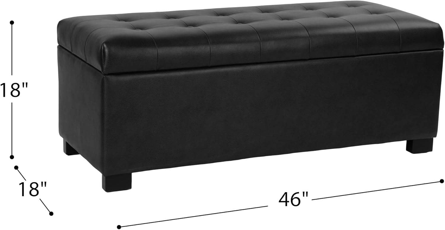 HomePop Large Tufted Storage Bench - Classic Black