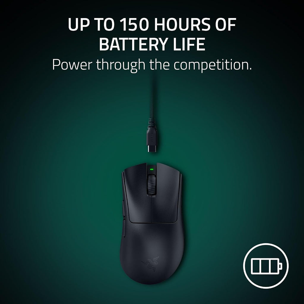 Razer DeathAdder V4 Pro Wireless Gaming Mouse – Lightweight 56g, HyperSpeed Wireless Gen-2, Gen-4 Optical Switches, Optical Scroll Wheel, Focus Pro 45K Sensor, Up to 150Hr Battery, Black (Renewed)