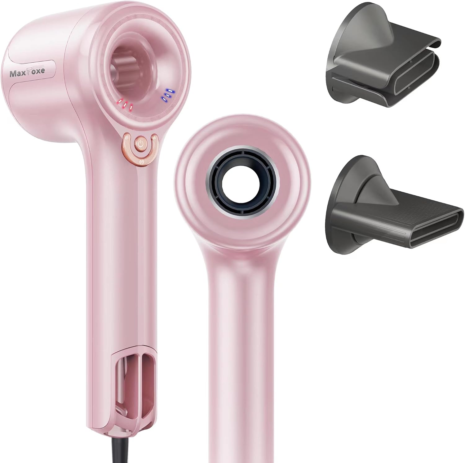 Ionic Hair Dryer, Professional Blow Dryer with High-Speed Brushless Motor for Fast Drying, Quiet Hairdryer with 2 Magnetic Nozzles, 4 Temps & 3 Speeds Settings for Salon,Home, Pink