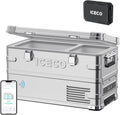 ICECO APL35 Portable Refrigerator Freezer, Dual Zone Car Fridge Equipped SECOP Nano Compressor, Aluminum 12V Portable Fridge Freezer, -4℉~68℉,12/24V DC, 37 Quart (APL35+Battery)