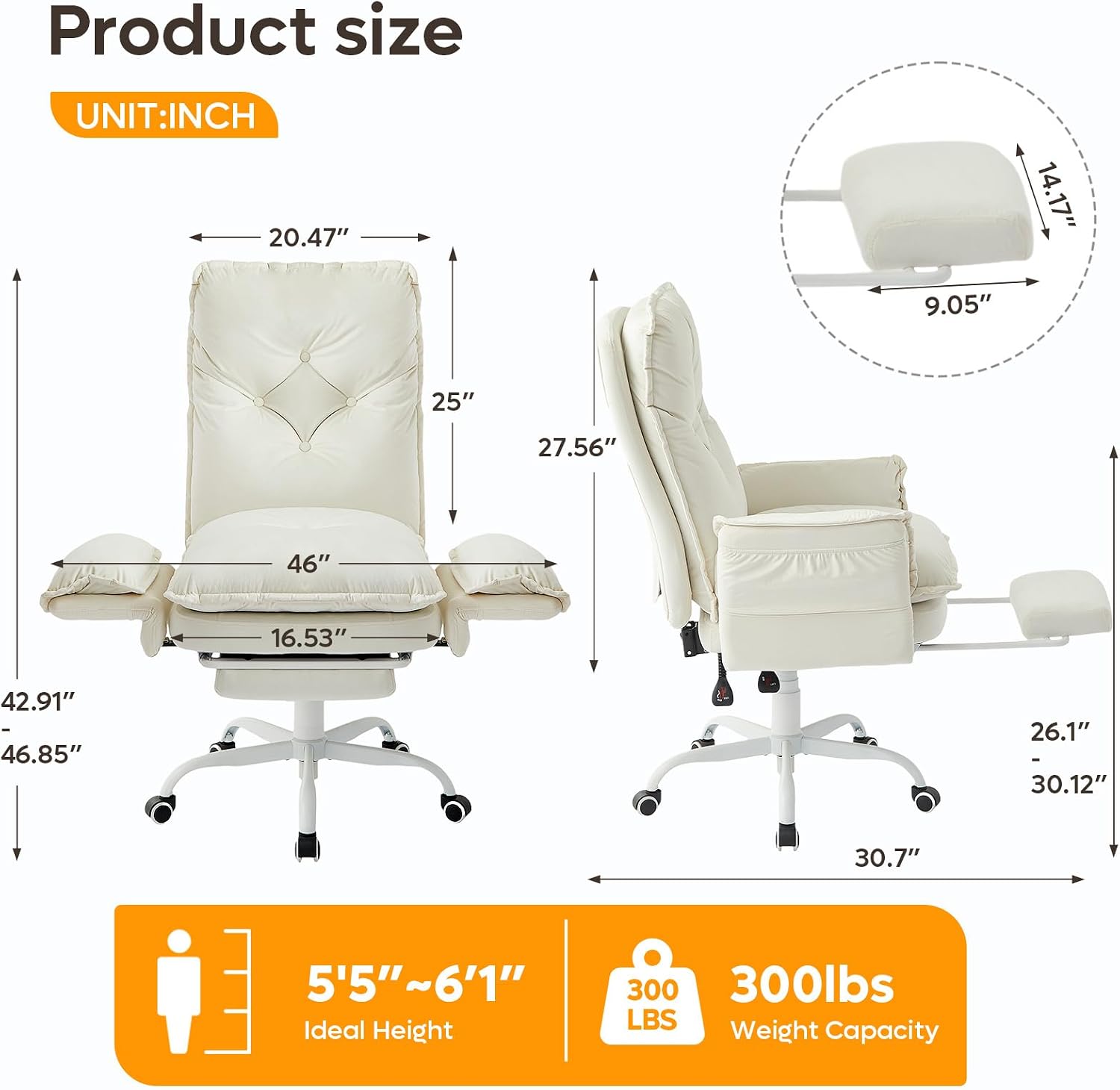Bestier Criss Cross Office Chair with Flip-Up Armrests, High Back Executive Chair with Footrest & Wheels, Cross Legged Desk Chair for Home Office, Beige Velvet
