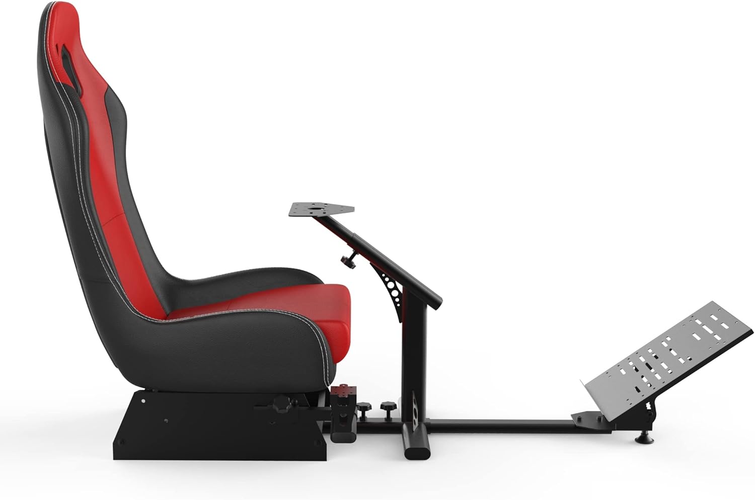 Sim Racing Cockpit with Seat | Compatible with G29 G920 G923 T248X T248 T300RS TX F458 T500RS| Easy to Install Racing Wheel Stand for PS5, Xbox, PC Gaming (Black/Red)