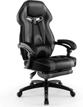 Giantex Gaming Chair with Footrest for Adults, Reclining Video Game Chair w/Lumbar Support, Racing Style Ergonomic Office Computer Chair, Height Adjustable Swivel Gamer Chair for Gaming (Grey)