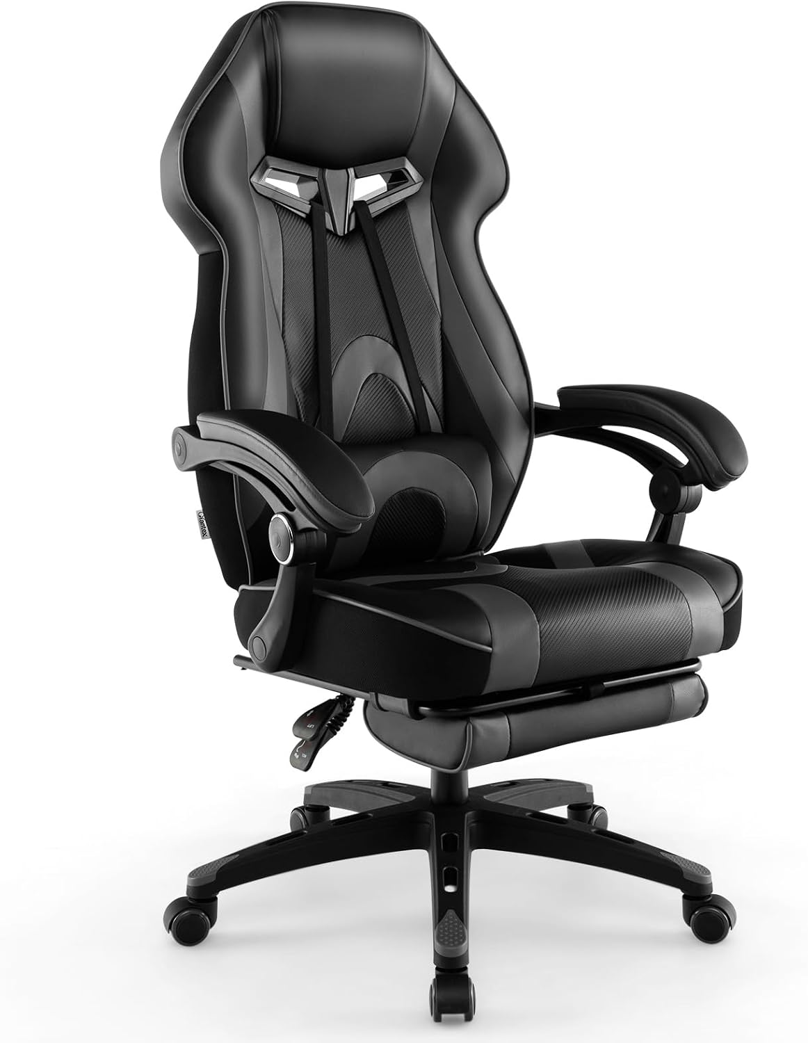 Giantex Gaming Chair with Footrest for Adults, Reclining Video Game Chair w/Lumbar Support, Racing Style Ergonomic Office Computer Chair, Height Adjustable Swivel Gamer Chair for Gaming (Grey)