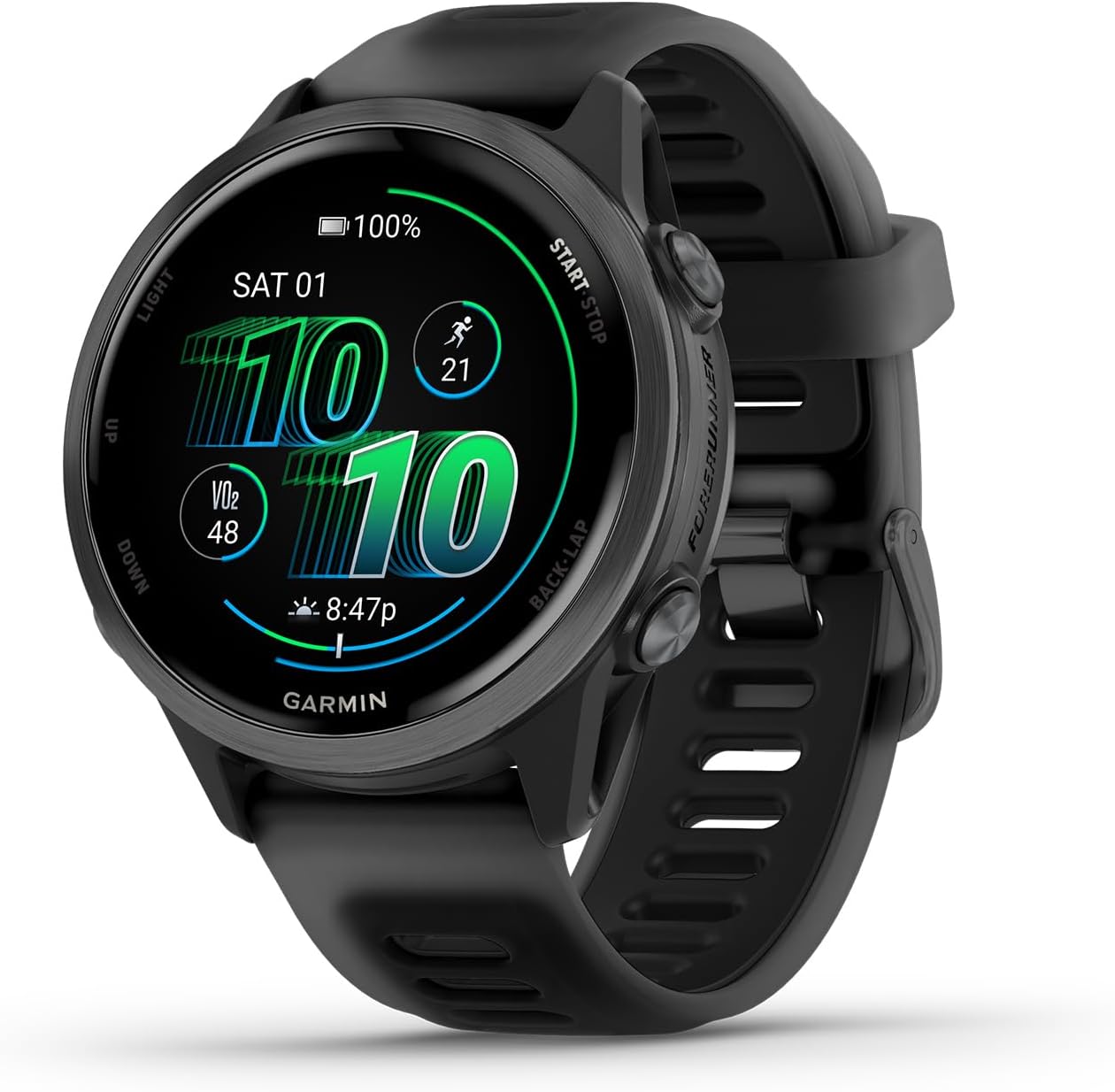 Garmin Forerunner 570 Running Smartwatch, 42MM WiFi, GPS Fitness Smart Watch for Men and Women, Slate Gray Aluminum with Translucent Black/Black Band + Access 600 Fitness Monitor, M-XL + More