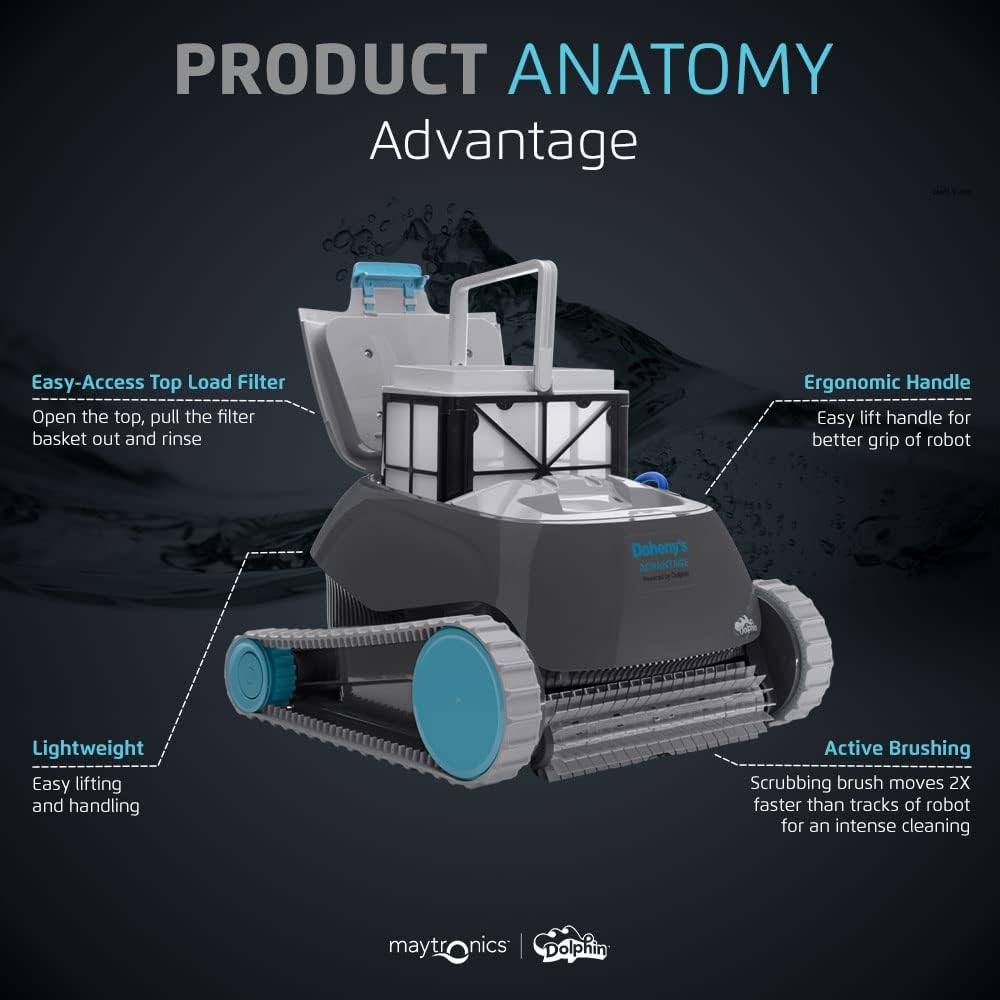 Dolphin Advantage Automatic Robotic Pool Vacuum Cleaner, Wall Climbing, Active Scrubber Brush, Ideal for In-Ground Pool Types up to 33 FT in Length