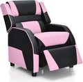 HONEY JOY Kids Recliner, Youth Game Reclining Chair w/Headrest & Back Pillow, Upholstered Leather Lounge Chair for Boys Girls, Manual Adjustable Toddler Single Sofa Chair for Living Room (Pink)