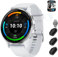 Garmin Venu 3 Health Fitness GPS Smartwatch Silver Steel Bezel w/Whitestone Case (45mm) Bundle with 2 Year Protectio Pack + Deco Essentials Silicone Dust Cover - 3 Pack + 1.4 Inch Screen Protector