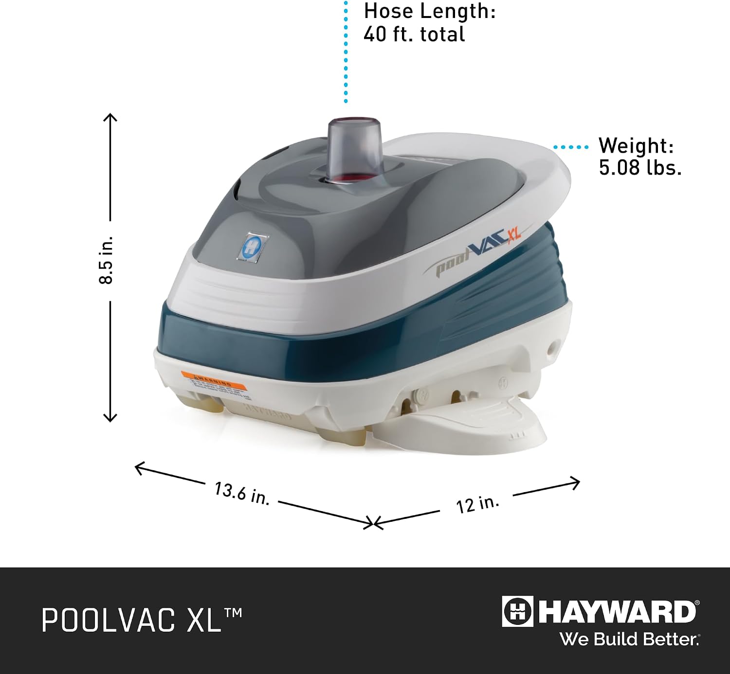 Hayward Pool Vac XL Suction Pool Cleaner (Pool Vacuum for Inground Pools) Automatic In Ground Pool Vacuum for Vinyl Pools up to 20 x 40 ft, W32025ADV