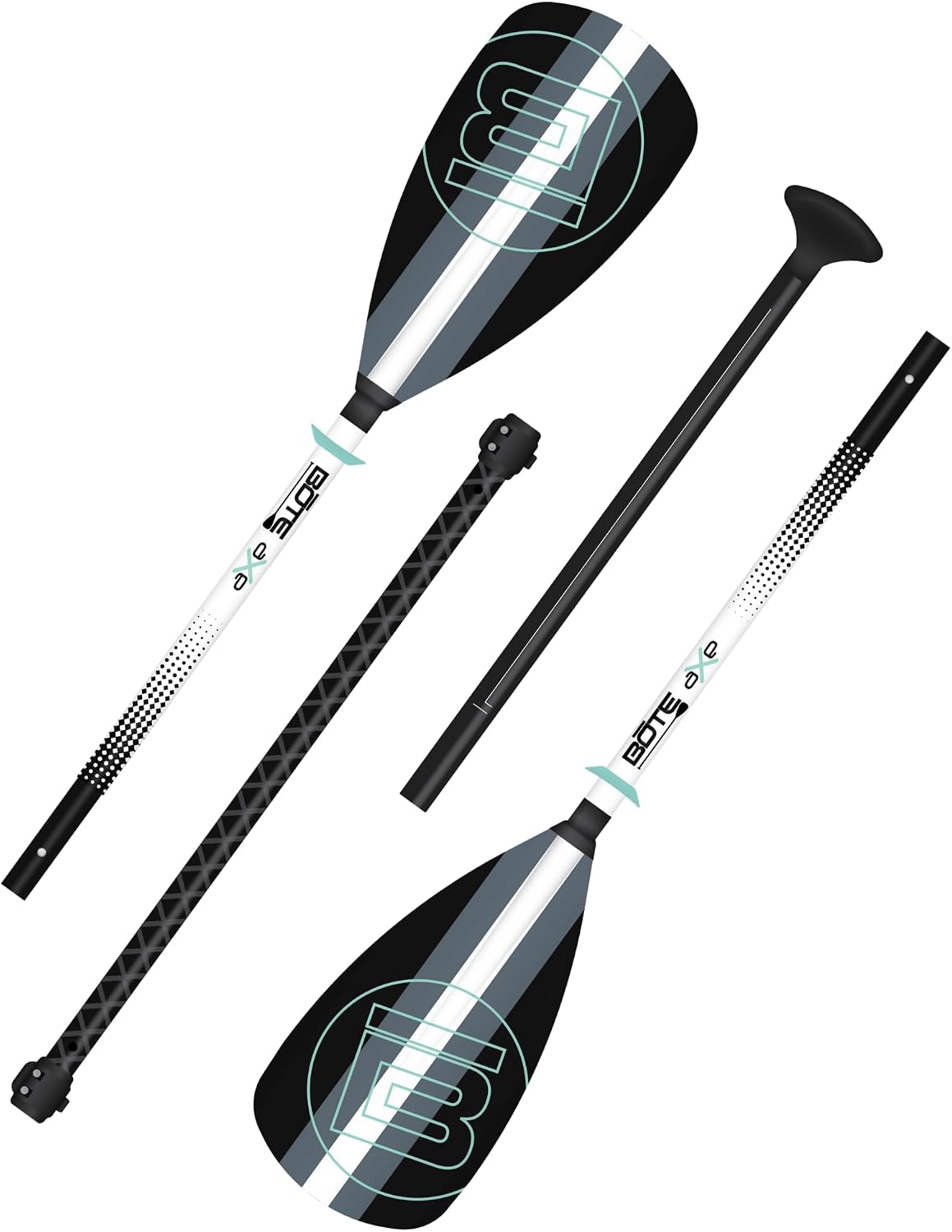 BOTE 4-Piece Hybrid Paddle Fiberglass Stand Up Paddle Board Kayak Universal Convertible Axe Blade Paddle Fishing Kayaking Surfing Canoe Family Friendly Adult 4 Piece