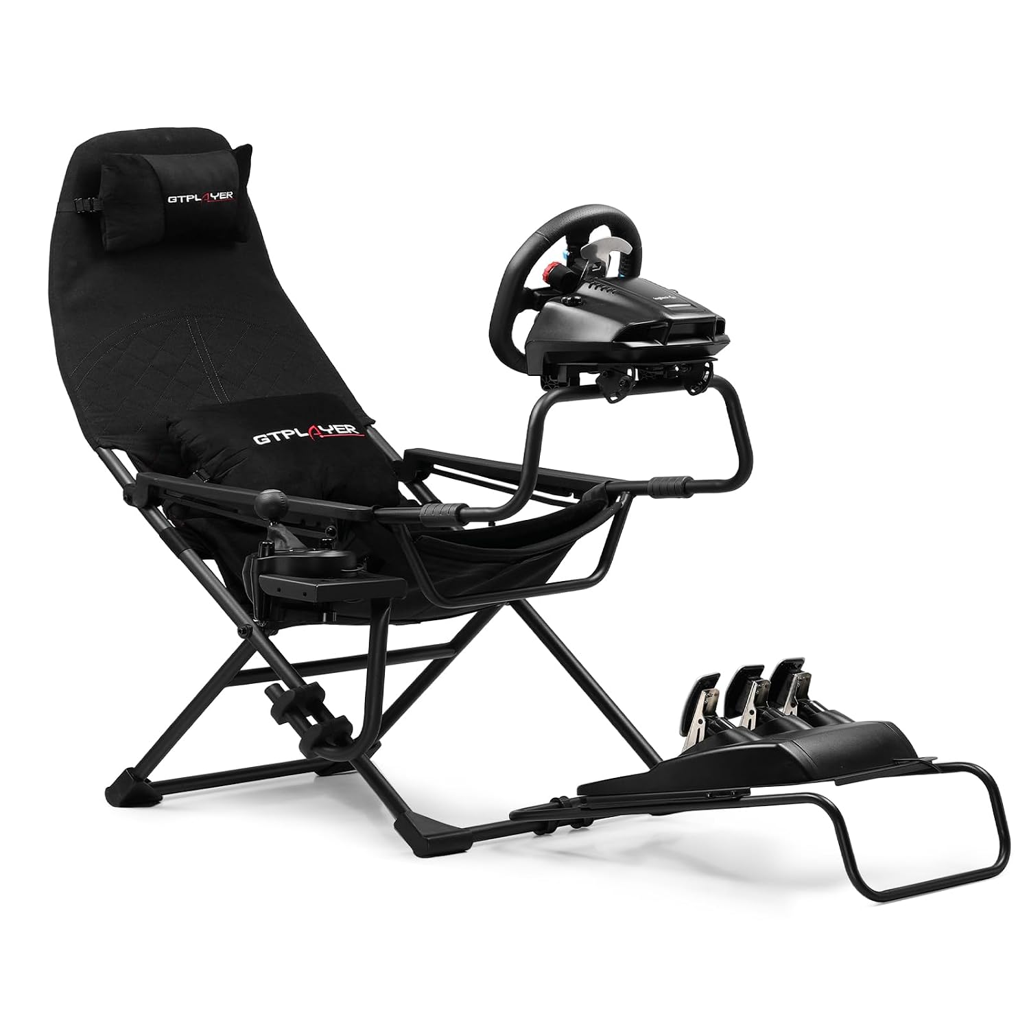 GTPLAYER Sim Racing Cockpit Foldable & Adjustable for High Performance Sim Racing Compact & Flexible Supports All Steering Wheels & Pedals for PC Wheel and Pedals Not Included(Black)
