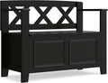 SIMPLIHOME Amherst Entryway Storage Bench - 36 inch Wide Solid Wood Hallway Bench in Black, Transitional Bench for Entry or Mudroom with Lift-Up Lid, Storage Compartments and X-Back Detail