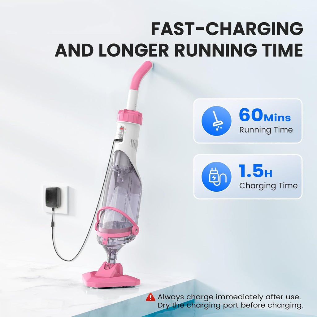 Enhulk Pool Vacuum for Above Ground Pool with a Telescopic Pole, Running time up to 1H, Handheld Rechargeable Pool Cleaner with Powerful Suction up to 18.5 GPM, Ideal for Leaves & Debris, PC10 Pro