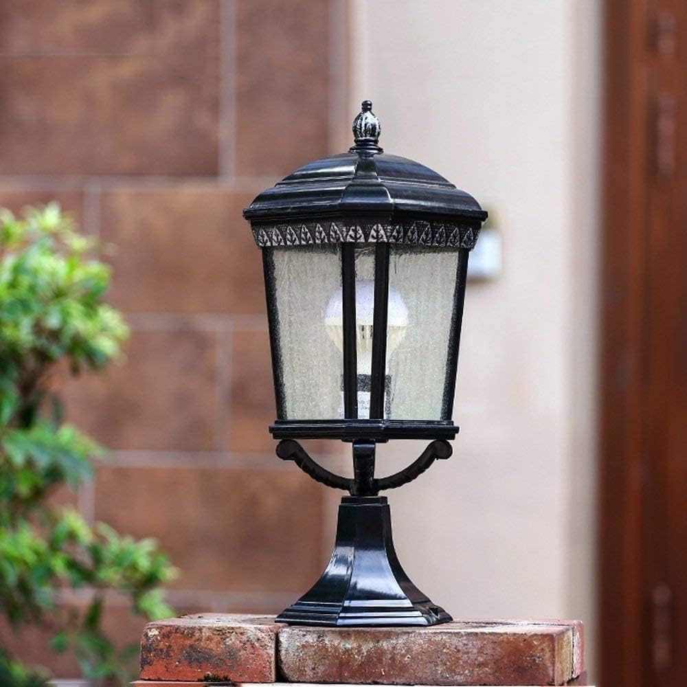 47CM Large IP55 Outdoor Waterproof Lighting Pillar Lantern Villa External Decoration Landscape Lighting E27 Garage Pavilion Garden Patio Light Post Lights Black Aluminum Column Lamp