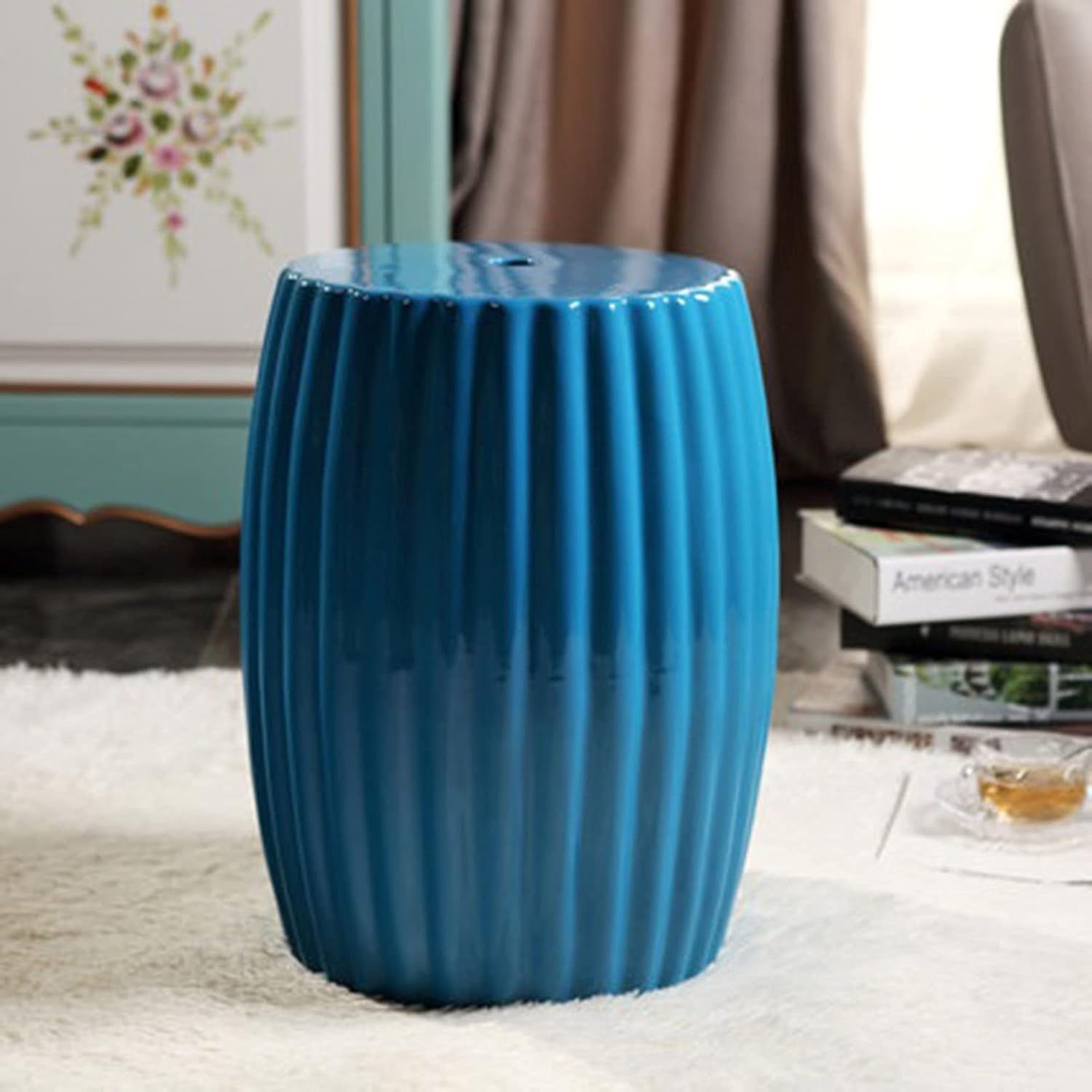 Garden Stool,Ceramic Garden Stool, European-Style Home Decorations, Dressing Stools, Living Room Flower Ceramic Drum Stools, Pavilions Drying Stools. (Color : Pink)(Pink)
