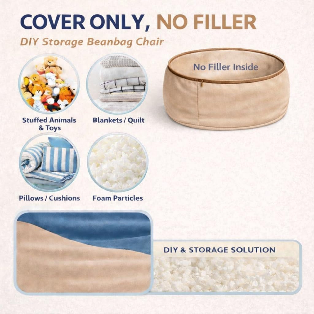 Sofa Sack Bean Bag Chair Cover Only - Beans Not Included - Cover Replacement, 6 Foot, Aqua Marine