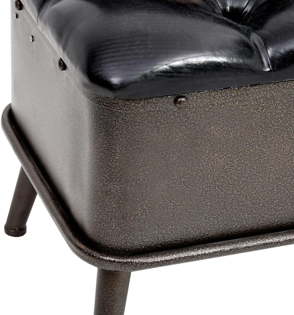 vidaXL Storage Bench Black Faux Leather, Metal, Engineered Wood Medium