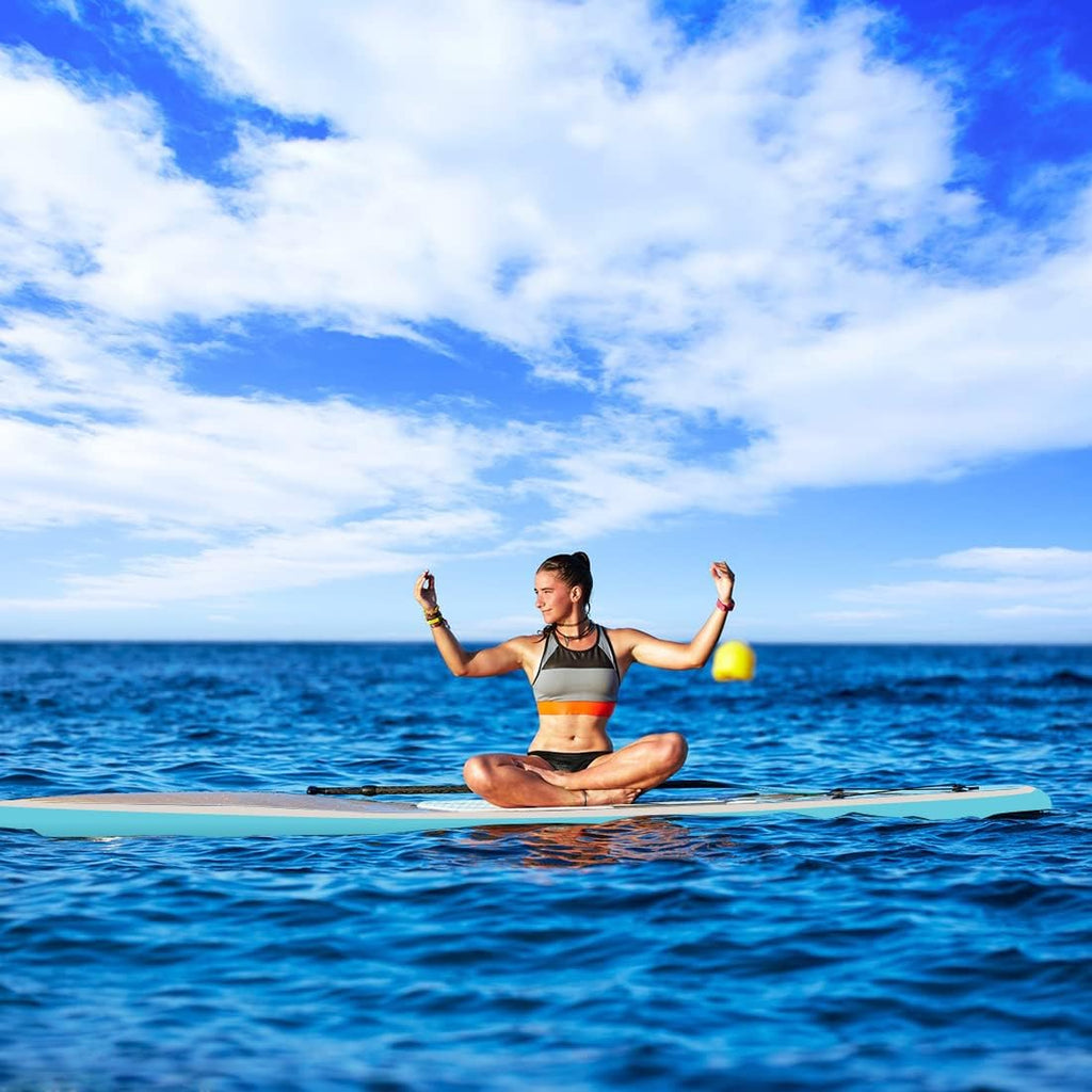 Smartmak Inflatable Stand Up Paddle Board (6 Inches Thick), Non-Slip Deck Standing Boat, Include Adjustable Paddle, Backpack, Hand Pump, Fin, Leash, for Youth & Adult- (10'x30'' x6'')