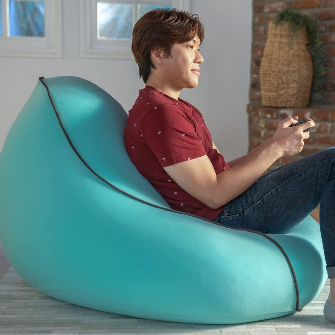 Yogibo Lounger Small Bean Bag Lounge Chair for Adults, Kids and Teens, Soft, Plush, Comfy, Sensory, Gaming Beanbag, Washable Cover, Turquoise