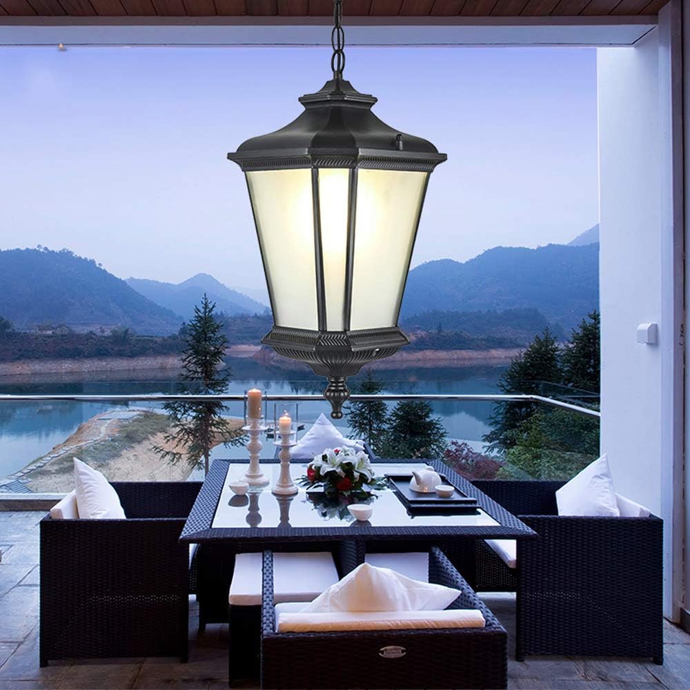 Nordic Outdoor Hanging Lamp Modern Creative Landscape Pendant Lights Villa Pavilion Garden Decoration Chandelier Aisle Waterproof IP55 Metal with Glass Lampshade Lamps