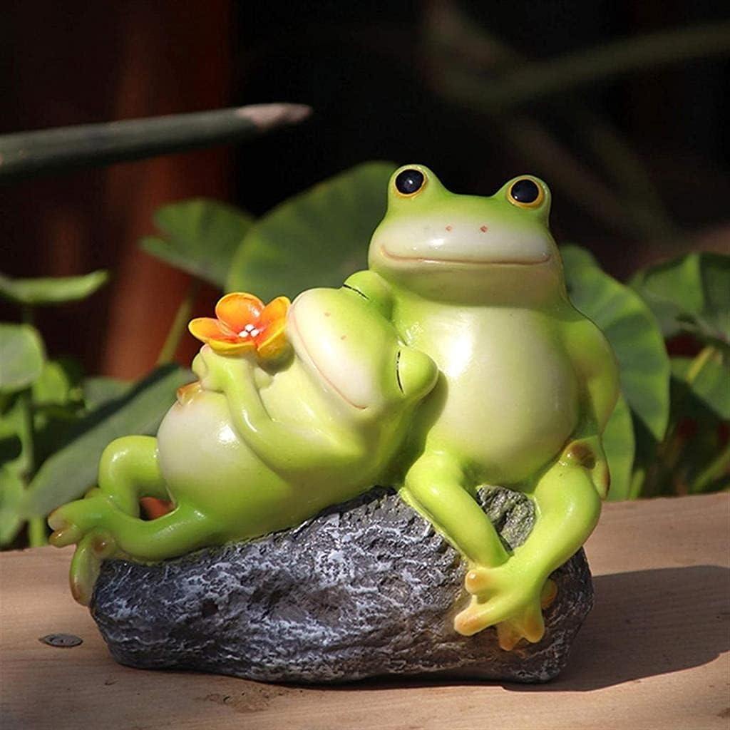 Sculpture Tabletop Statue 2pcs Couple Frog Statue Resin Sculpture Crafts Model Animal Statuette Outdoor Balcony Flower Pot Garden Pavilion Pond Decoration Gift
