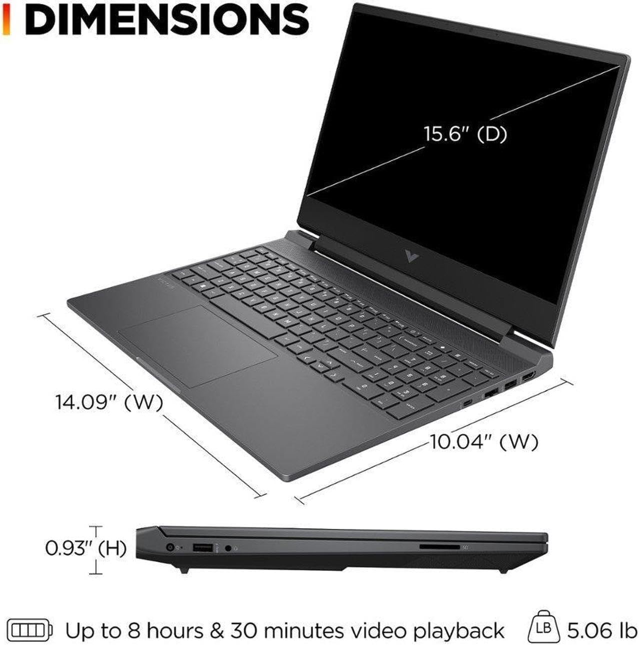 HP Victus 15.6' FHD 144HZ Gaming Laptop | AMD Ryzen 5-7535HS (Beat i7-11800H) | AMD Radeon RX 6550M|Backlit Keyboard| 32GB RAM DDR5 | 512GB SSD | Windows 11 Home | Bundle with USB 3.0 Hub