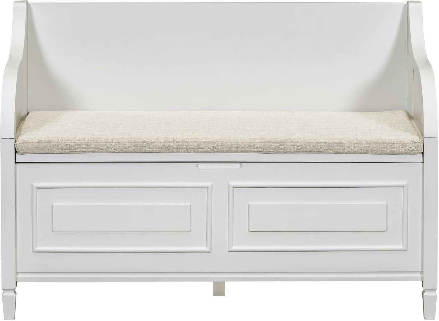 Bellemave Storage Bench with Safety Hinge Wooden Entryway Benches with Shoe Cabinets Under Seat Multifunctional Storage Bench for Entryway, Foyer or a Mudroom (White + Beige)