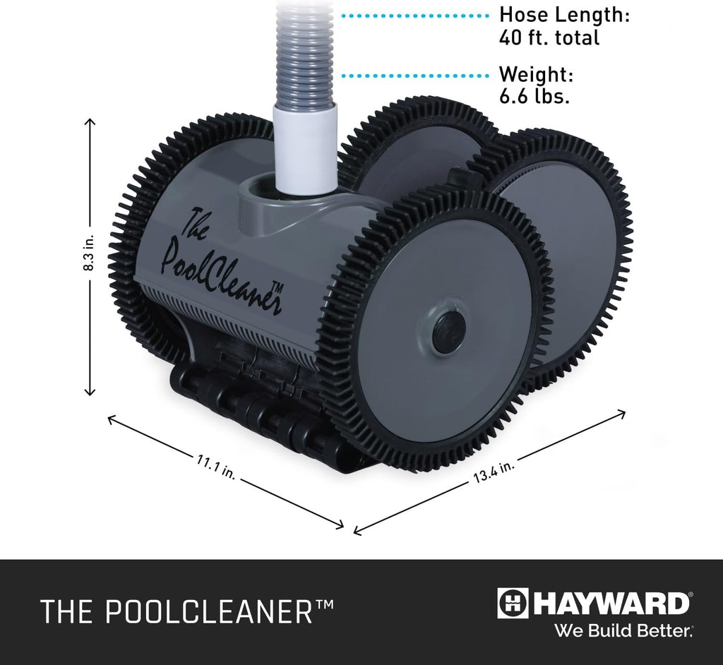 Hayward W3PVS40GST Poolvergnuegen Suction Pool Cleaner for In-Ground up to 20 x 40 ft, Automatic Pool Vacuum with Hose, Gray
