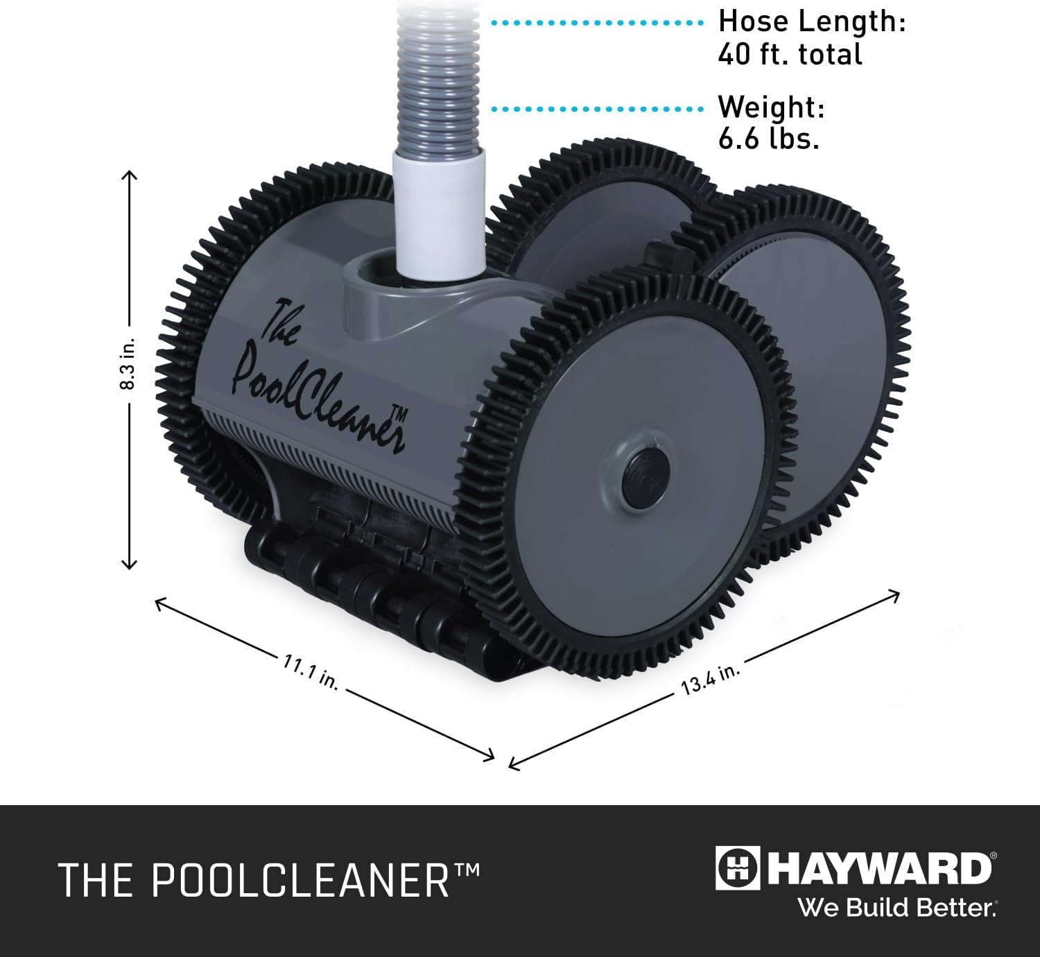 Hayward W3PVS40GST Poolvergnuegen Suction Pool Cleaner for In-Ground up to 20 x 40 ft, Automatic Pool Vacuum with Hose, Gray