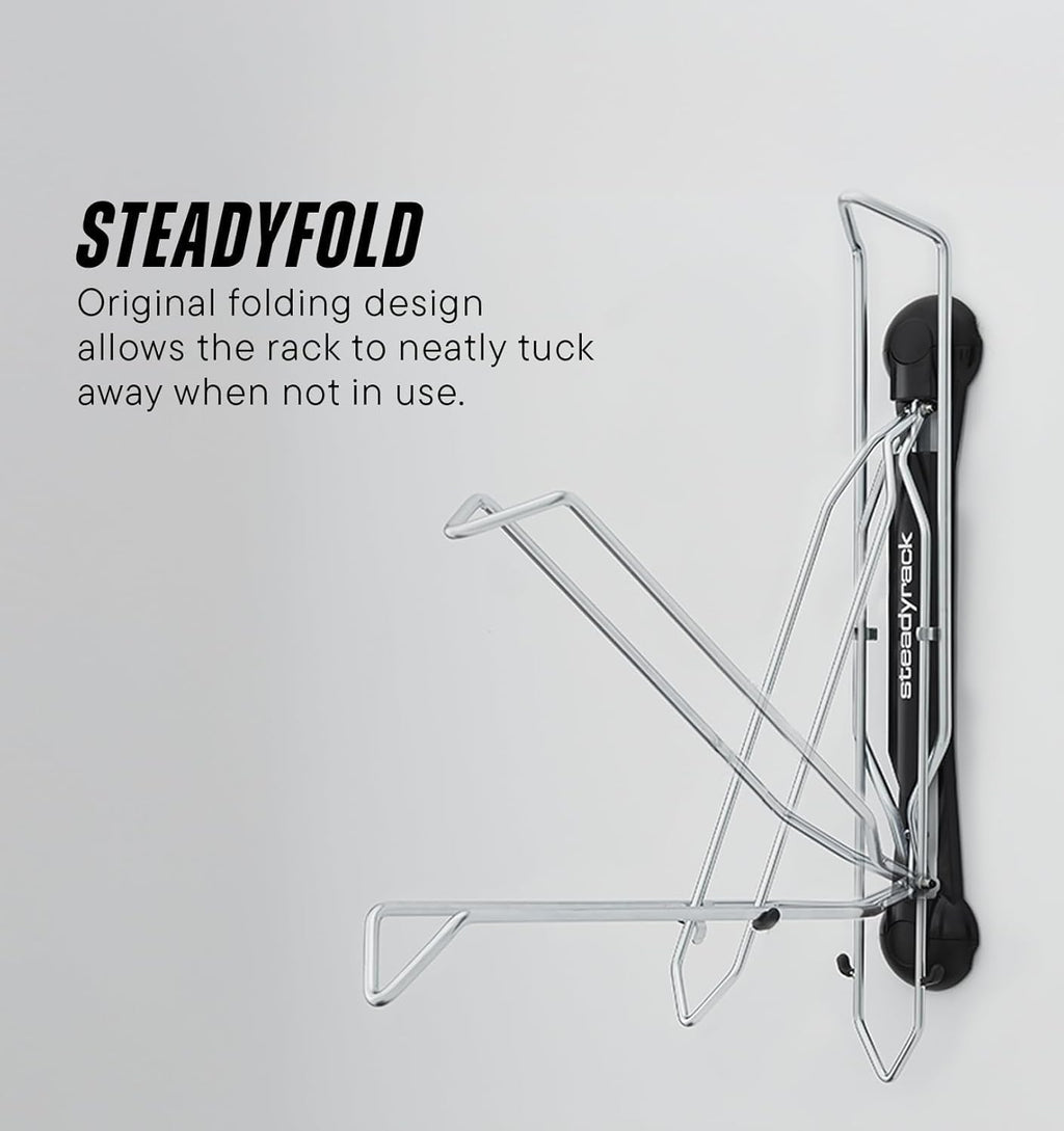 Steadyrack Bike Rack – Pivoting Mountain Bike Rack, Holds Up to 77 lbs, Fits 24'-29' Wheels, 2.1'-2.8' Tires, Foldable Wall Mount for Space-Saving Bicycle Storage - 2 Pack